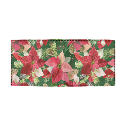 Poinsettia Pattern Print Design POT03 Men's ID Card Wallet