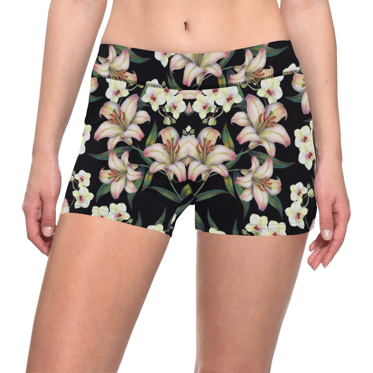 Lily Pattern Print Design LY03 Yoga Shorts