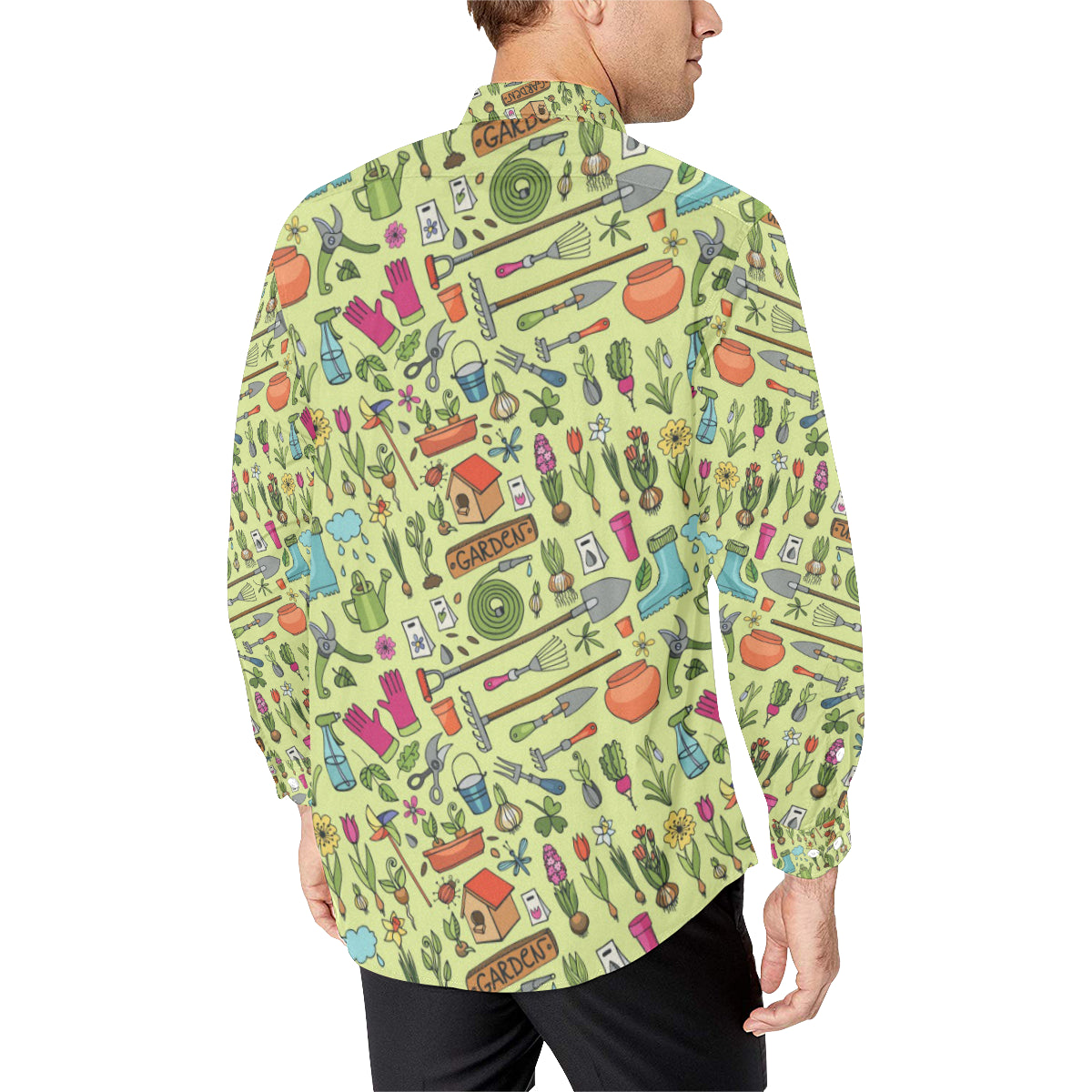 Gardening Pattern Print Design G02 Men's Long Sleeve Shirt