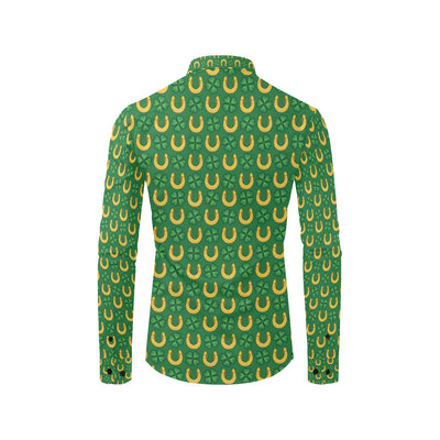 Shamrock Horseshoes Print Pattern Men's Long Sleeve Shirt