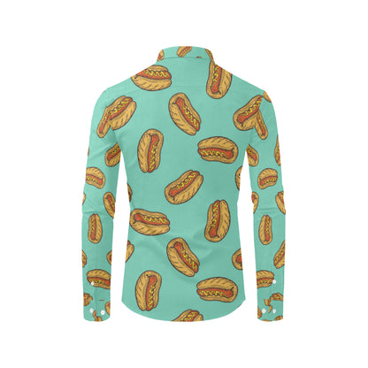 Hot Dog Pattern Print Design 04 Men's Long Sleeve Shirt