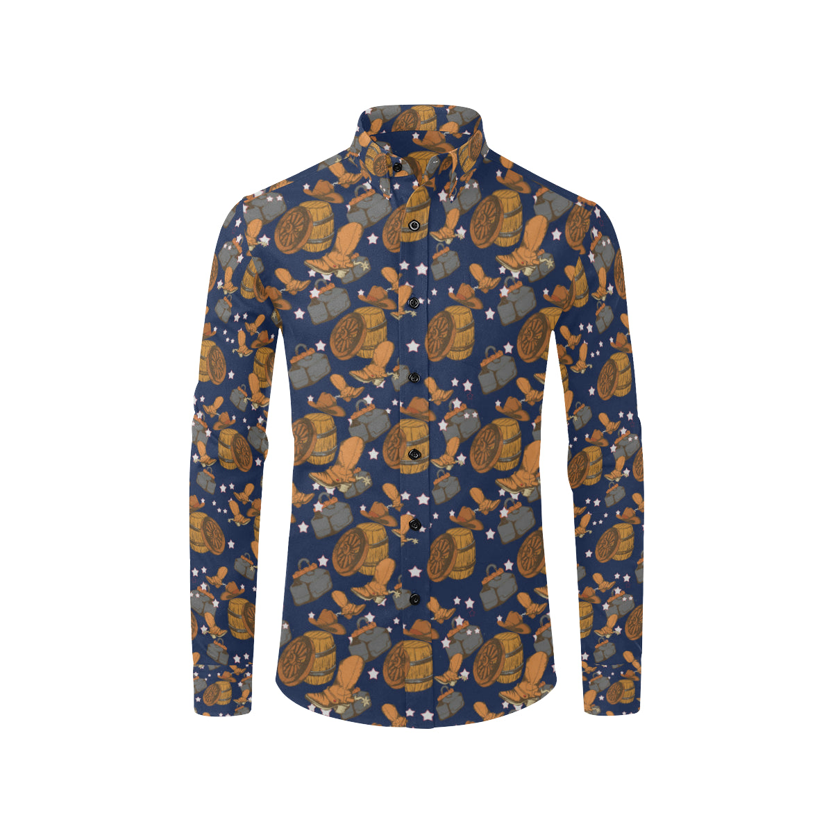 Cowboy Pattern Print Design 03 Men's Long Sleeve Shirt