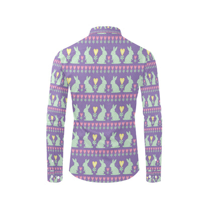 Rabbit Pattern Print Design RB01 Men's Long Sleeve Shirt