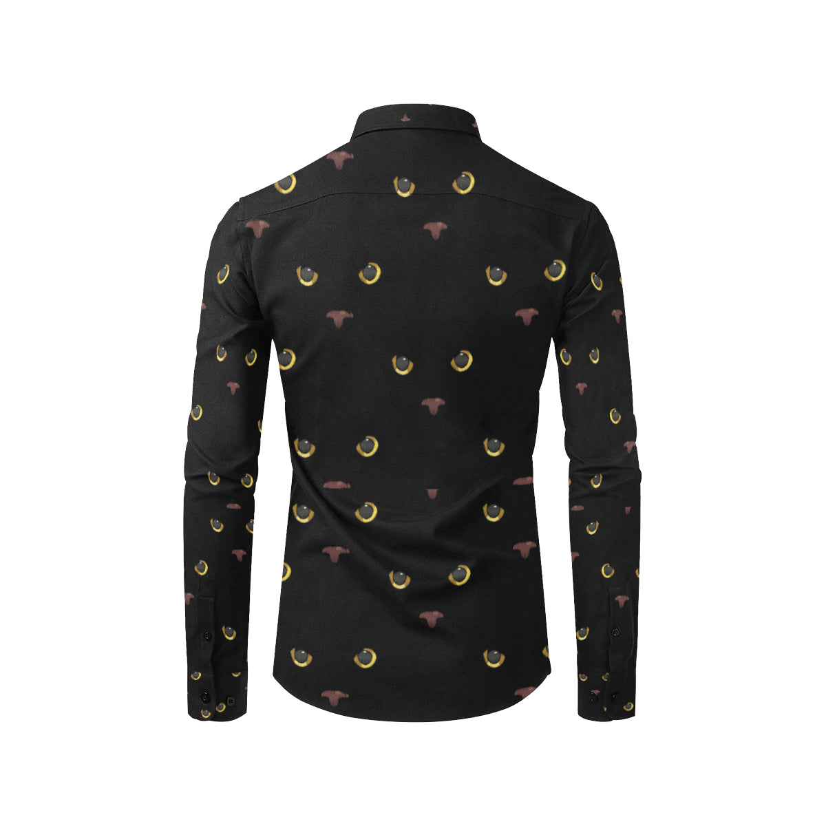 Black Cat Face Print Pattern Men's Long Sleeve Shirt