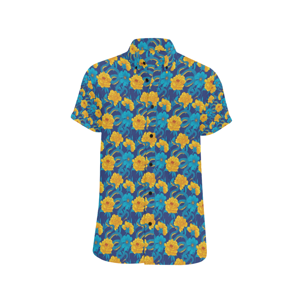 Boa Pattern Print Design 01 Men's Short Sleeve Button Up Shirt