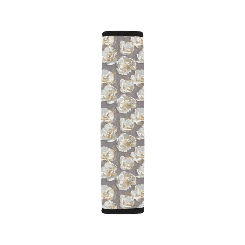 Elegant Grey Flower Print Car Seat Belt Cover