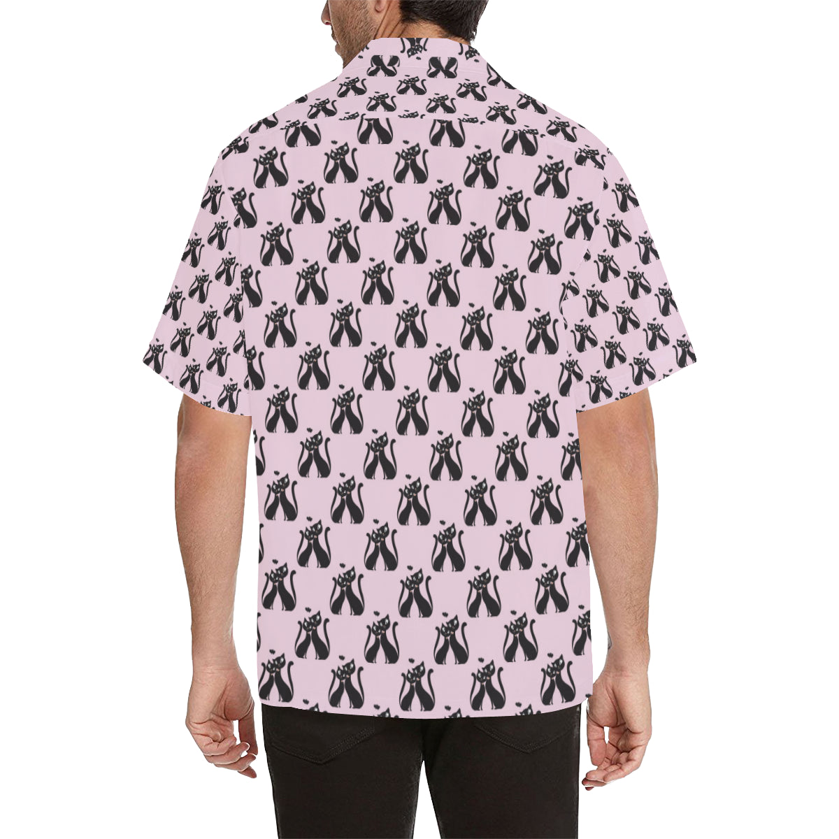 Black Cat Pattern Print Design 01 Men's Hawaiian Shirt