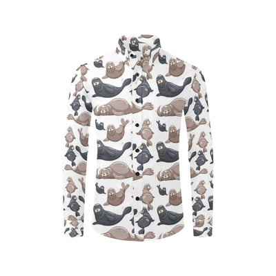 Sea Lion Pattern Print Design 02 Men's Long Sleeve Shirt