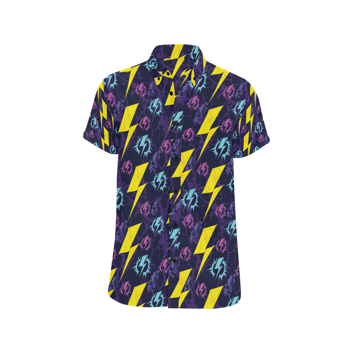 Lightning Thunder Pattern Print Design 01 Men's Short Sleeve Button Up Shirt