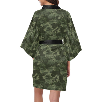 Army Camouflage Pattern Print Design 02 Women's Short Kimono