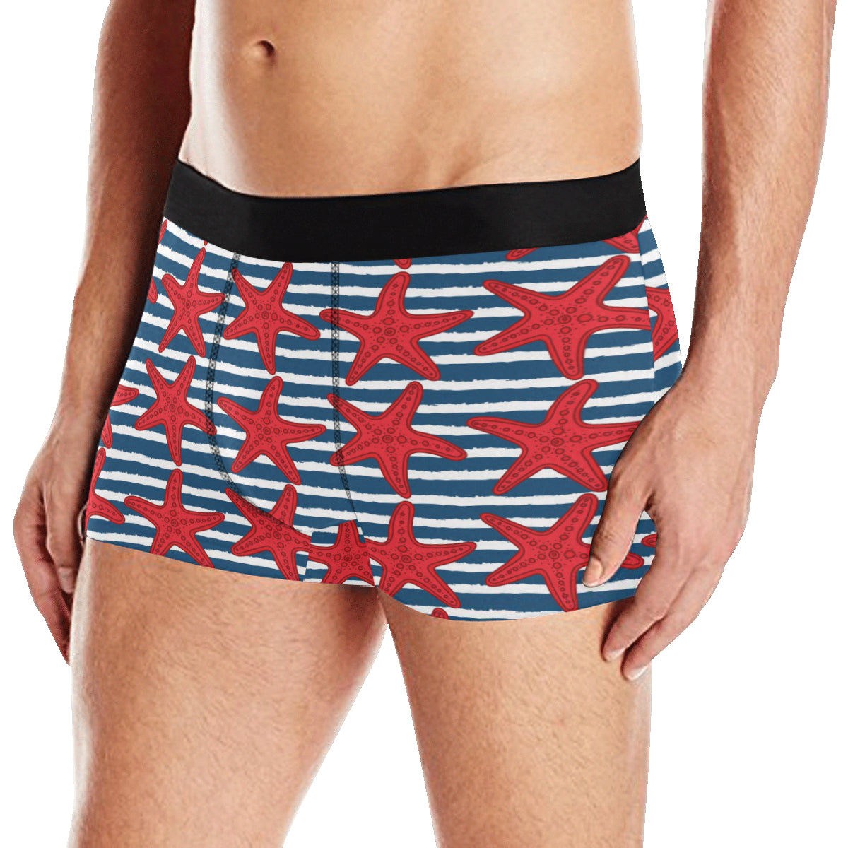 Starfish Red Pattern Print Design 02 Men's Boxer Briefs