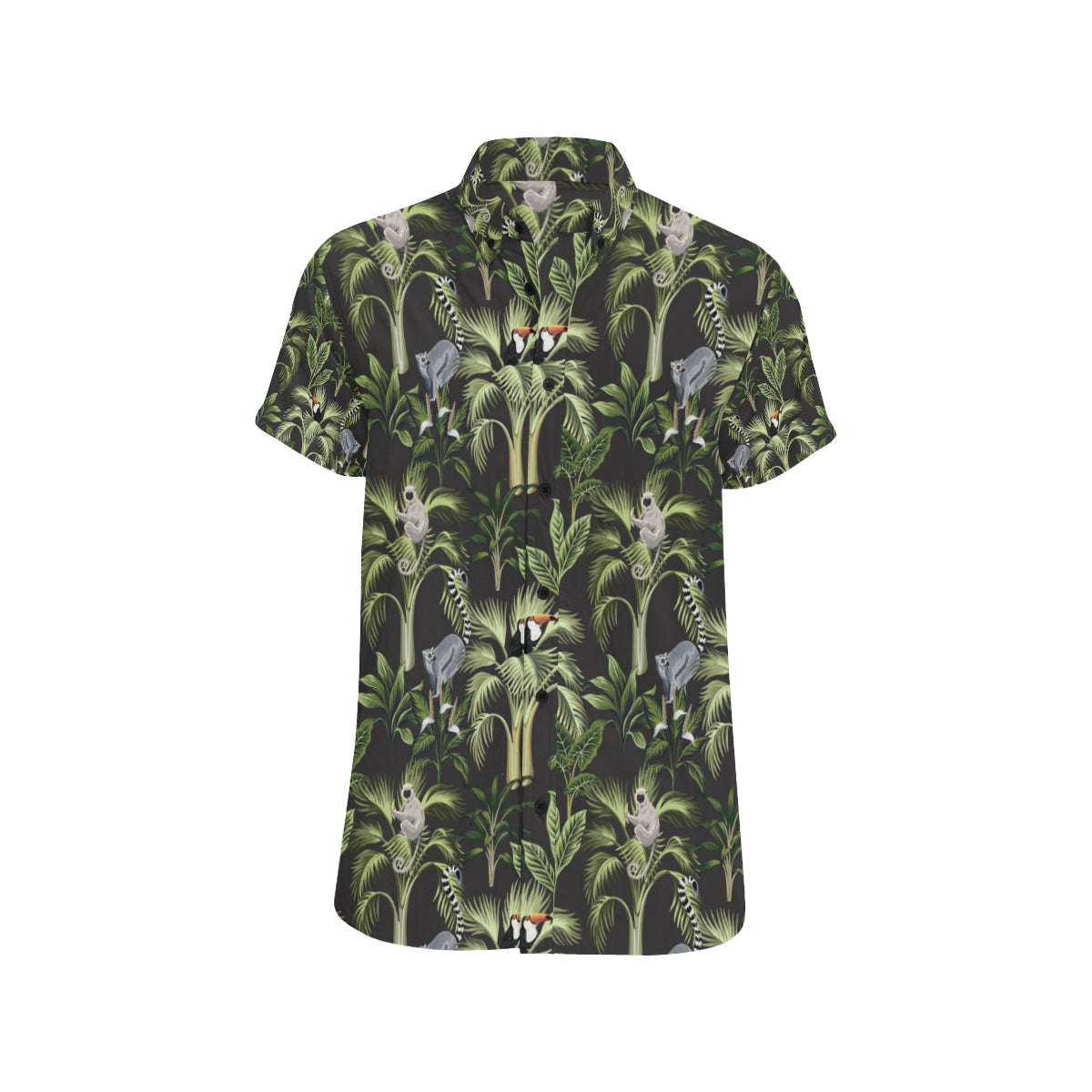 Rainforest Pattern Print Design RF05 Men's Short Sleeve Button Up Shirt