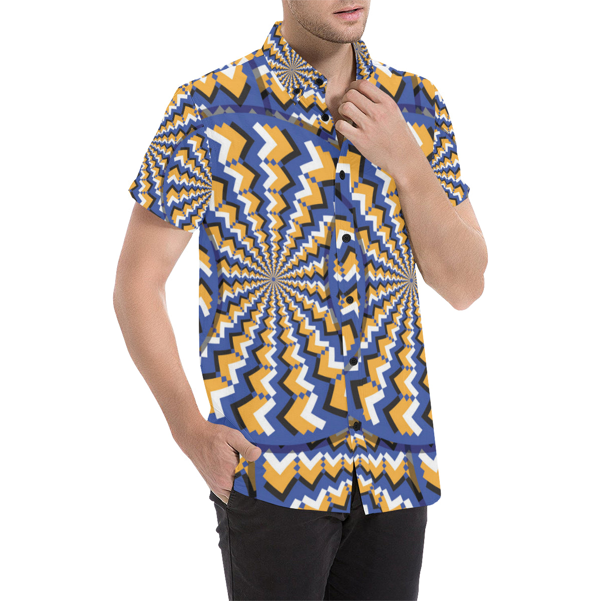 Optical illusion Pattern Print Design A01 Men's Short Sleeve Button Up Shirt