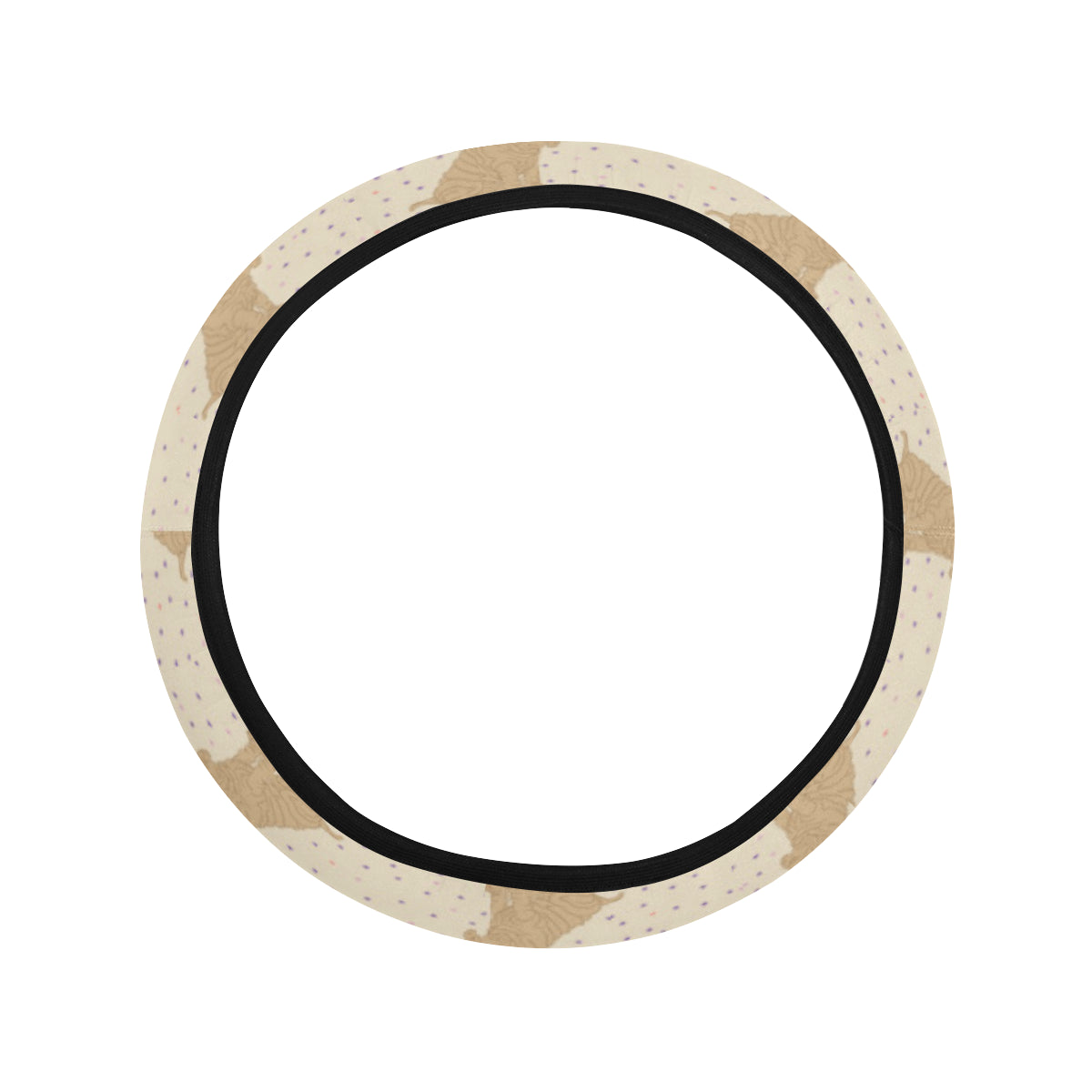 Chinese Shar Pei Pattern Print Design 01 Steering Wheel Cover with Elastic Edge