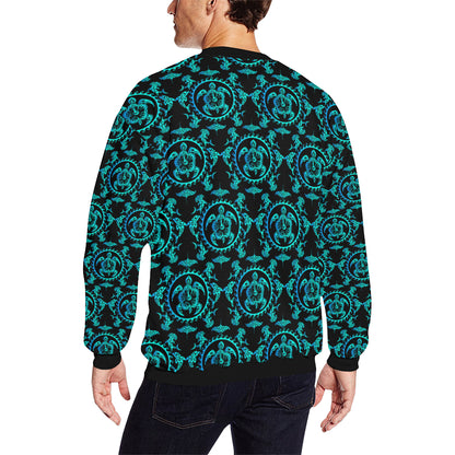 turquoise Tribal Sea Turtle Hawaiian Men Long Sleeve Sweatshirt