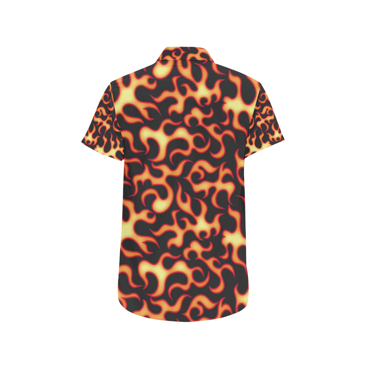 Flame Fire Themed Print Men's Short Sleeve Button Up Shirt
