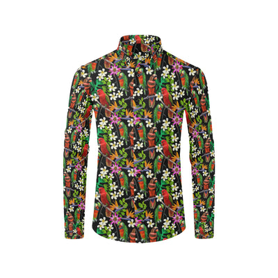 Parrot Design Print Men's Long Sleeve Shirt