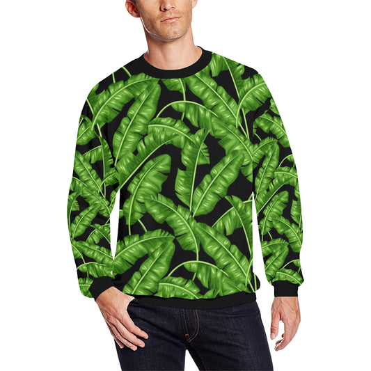 Banana Leaf Pattern Print Design BL01 Men Long Sleeve Sweatshirt