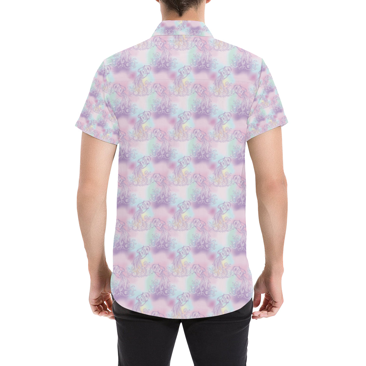 Aquarius Zodiac Pattern Print Design 01 Men's Short Sleeve Button Up Shirt