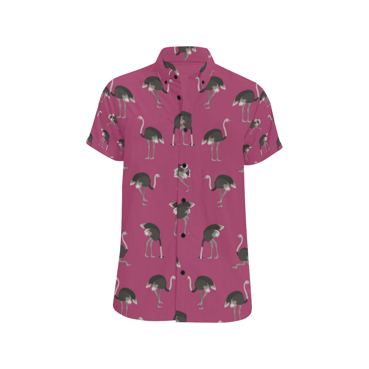 Emu Pattern Print Design 02 Men's Short Sleeve Button Up Shirt