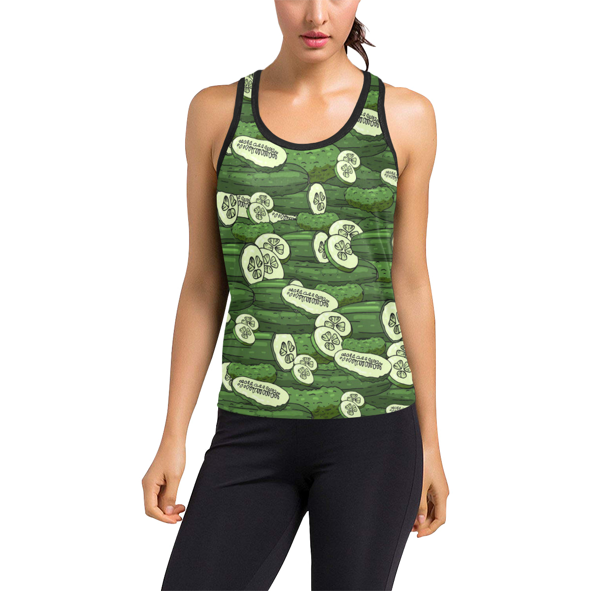 Cucumber Pattern Print Design CC01 Women's Racerback Tank Top