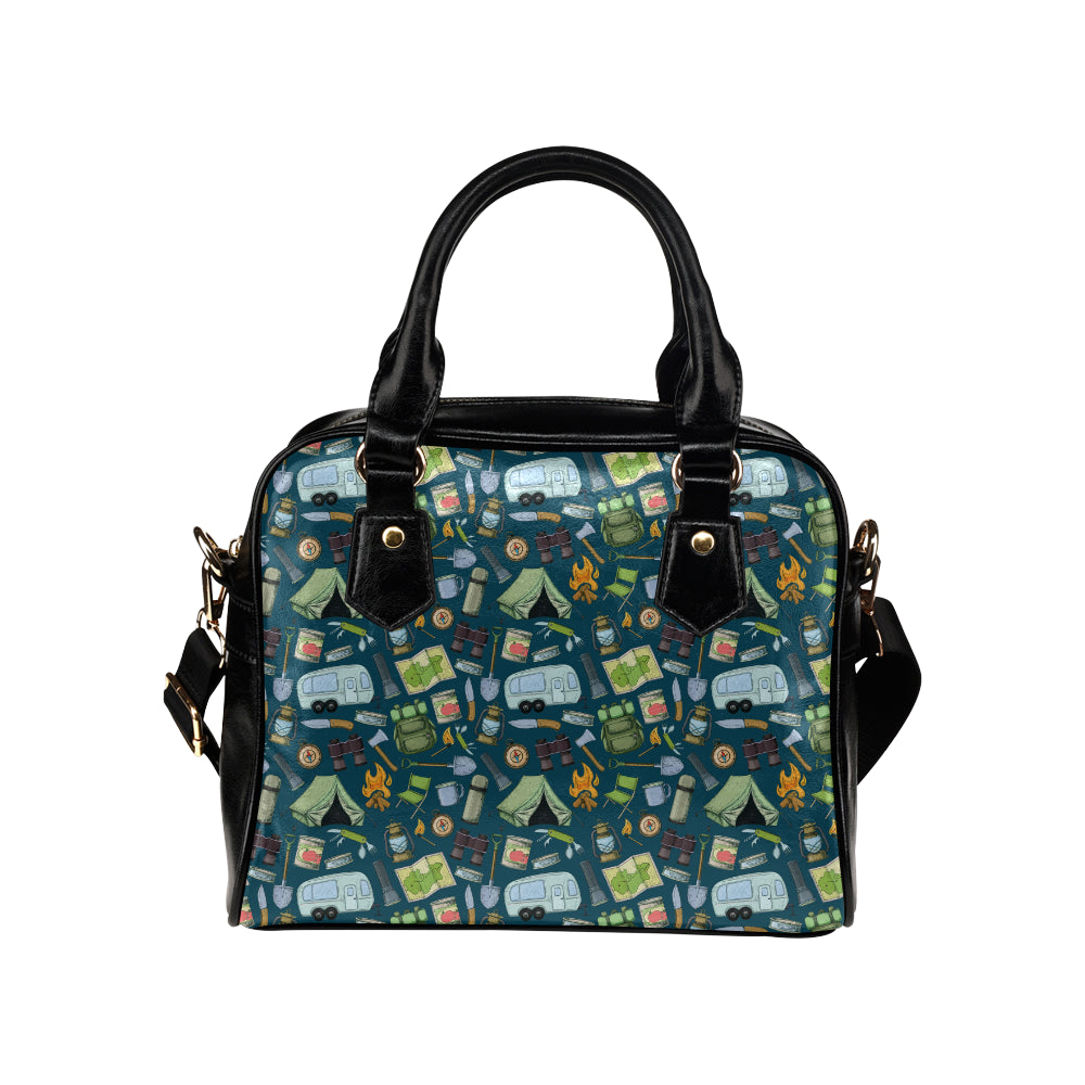 Camping Pattern Print Design 02 Shoulder Handbag