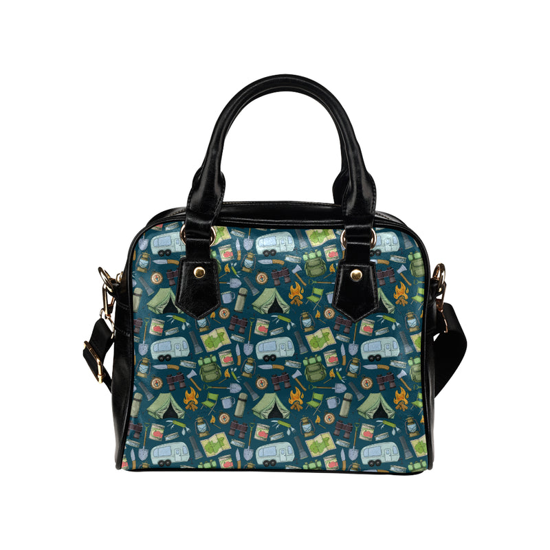 Camping Pattern Print Design 02 Shoulder Handbag