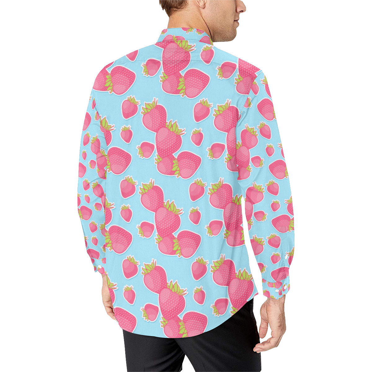 Strawberry Pattern Print Design SB04 Men's Long Sleeve Shirt