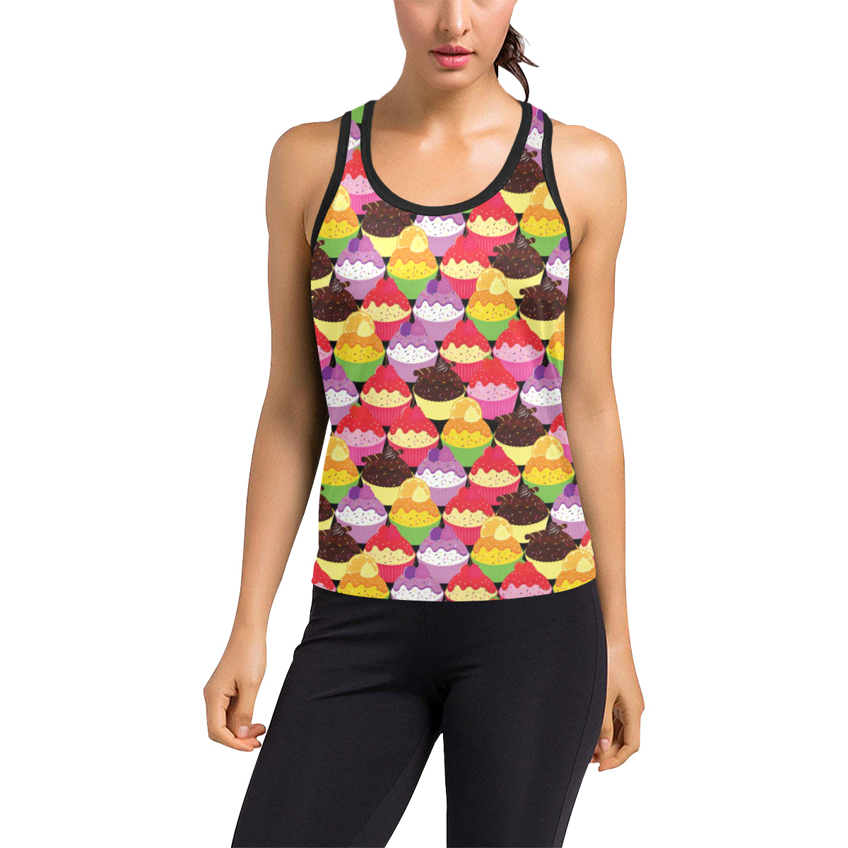 Cupcake Pattern Print Design CP02 Women's Racerback Tank Top