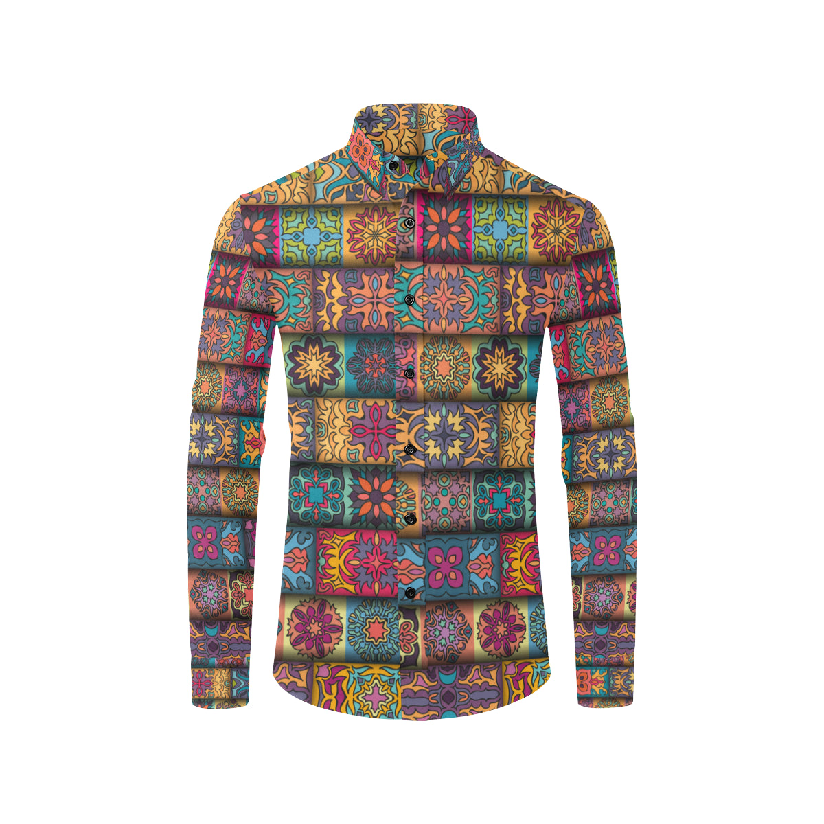 Mandala Style Design Print Men's Long Sleeve Shirt