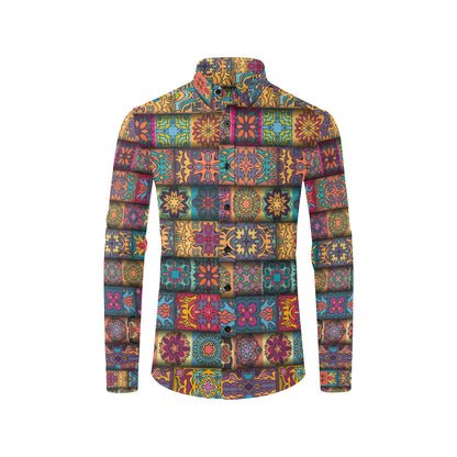 Mandala Style Design Print Men's Long Sleeve Shirt