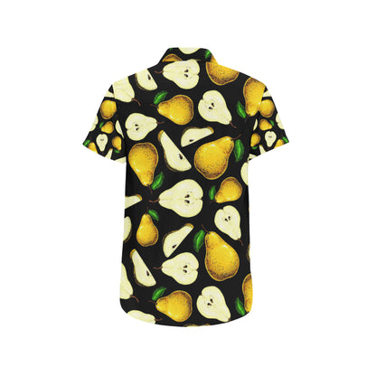 Pear Pattern Print Design PE01 Men's Short Sleeve Button Up Shirt