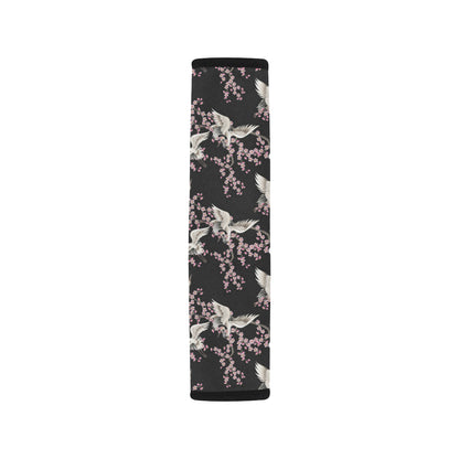 Crane Pattern Print Design 01 Car Seat Belt Cover
