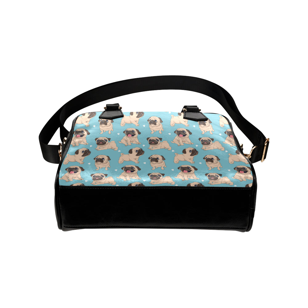Pug Pattern Print Design A03 Shoulder Handbag