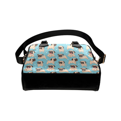 Pug Pattern Print Design A03 Shoulder Handbag