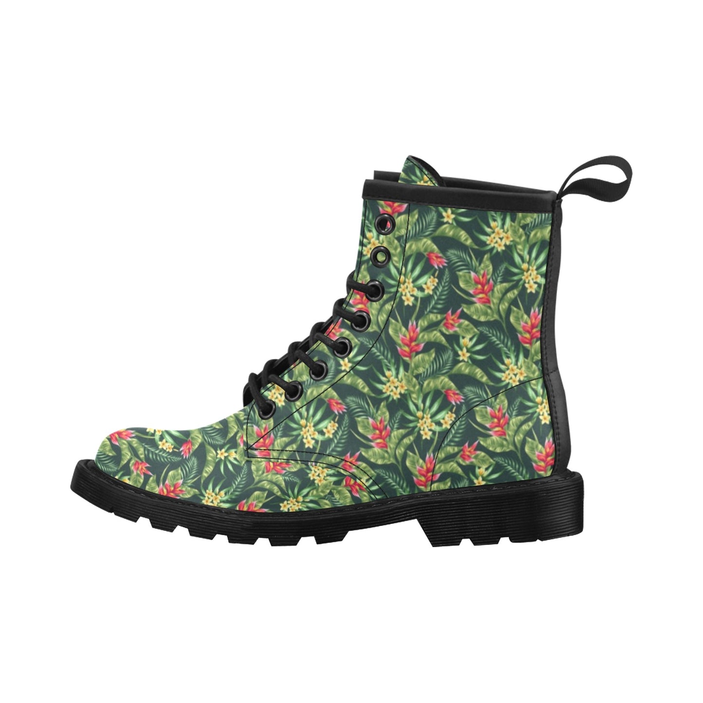 Tropical Folower Red Heliconia Print Women's Boots