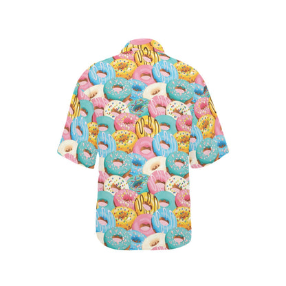 Donut Pattern Print Design DN01 Women's Hawaiian Shirt
