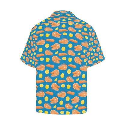Salmon Steak With Lemon Print Design LKS308 Men's Hawaiian Shirt