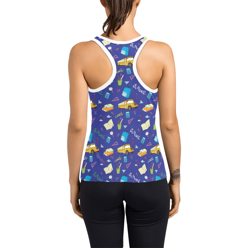 School Bus Print Design LKS307 Women's Racerback Tank Top