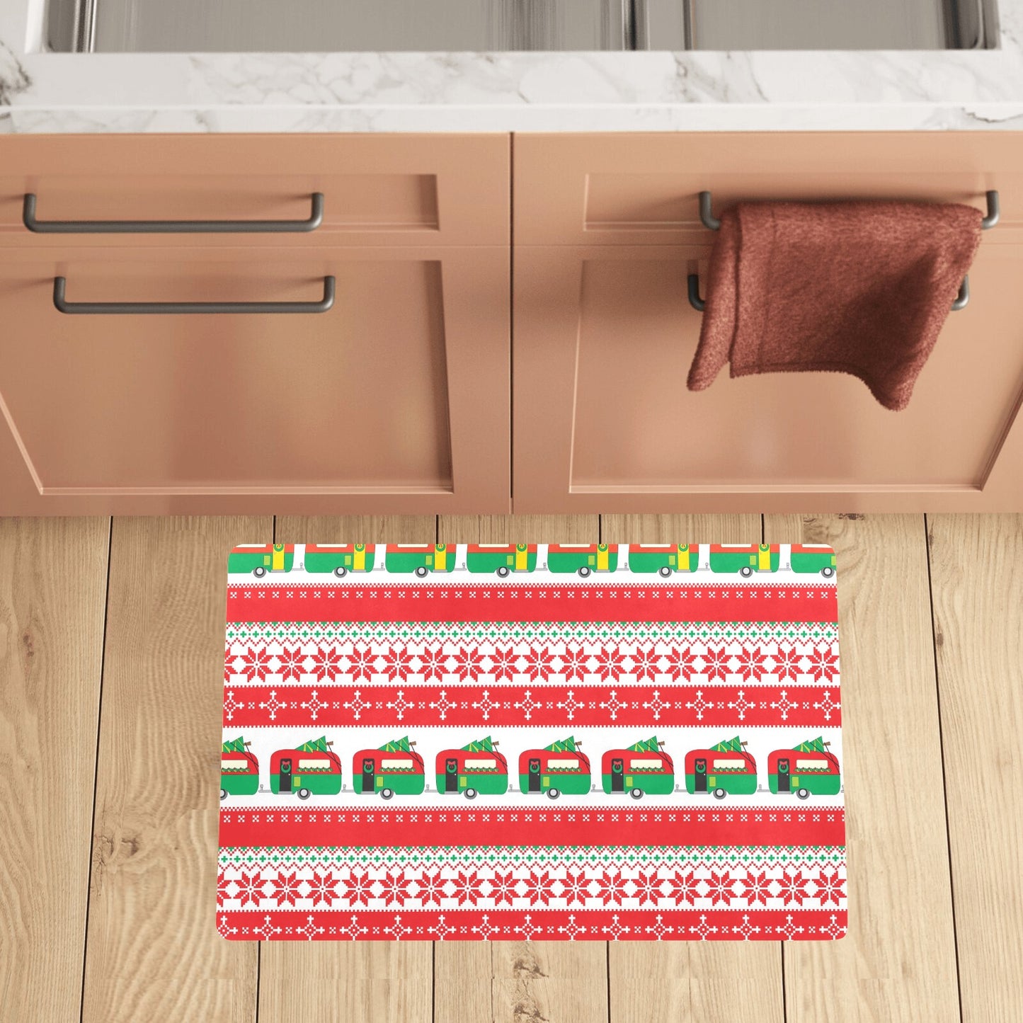 Camper Camping Ugly Christmas Design Print Kitchen Mat