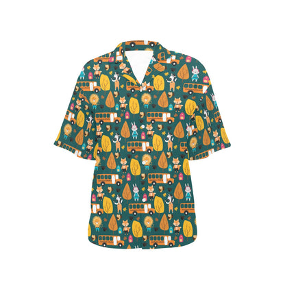 School Bus Print Design LKS309 Women's Hawaiian Shirt