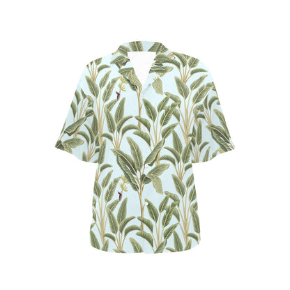 Banana Leaf Pattern Print Design BL03 Women's Hawaiian Shirt