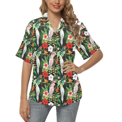 Tropical Flower Pattern Print Design TF03 Women's Hawaiian Shirt