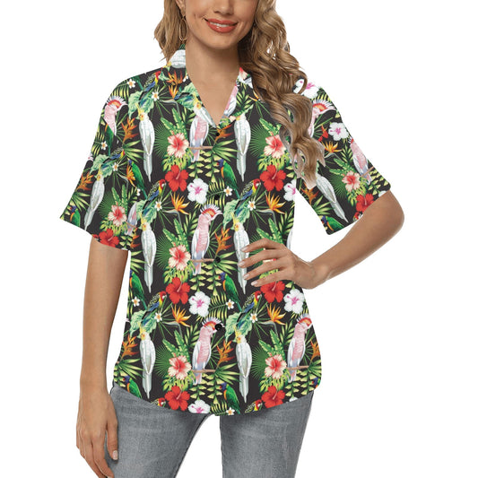 Tropical Flower Pattern Print Design TF03 Women's Hawaiian Shirt