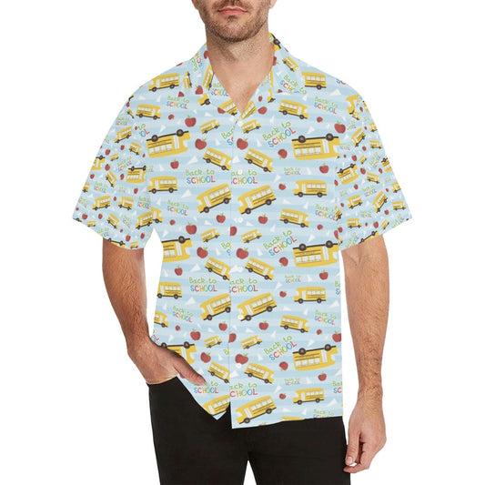School Bus Back To School Print Design LKS303 Men's Hawaiian Shirt