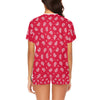 Bandana Red Paisley Print Design LKS305 Women's Short Pajama Set