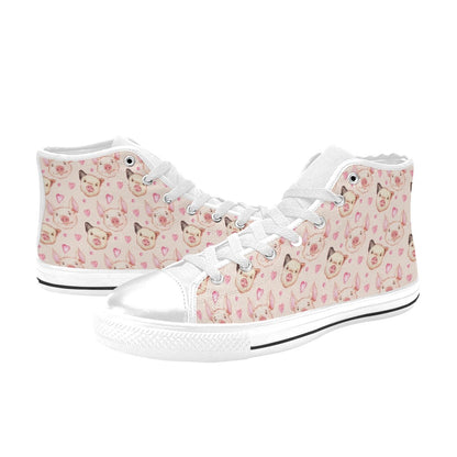 Pig Print Design LKS406 High Top Women's White Shoes