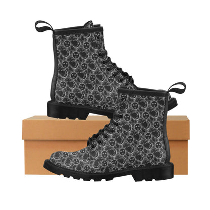 Sun Moon White Design Themed Print Women's Boots