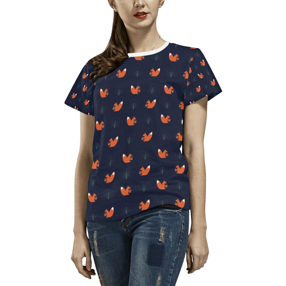 Squirrel Print Design LKS303 Women's  T-shirt