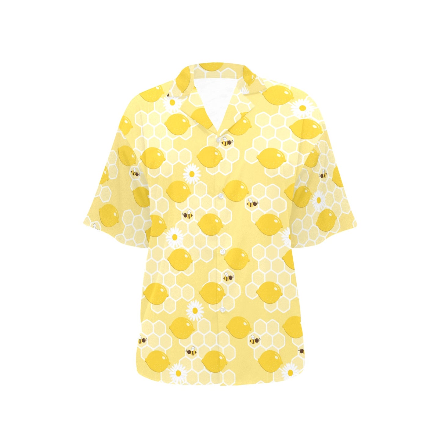 Honey Bee Honeycomb Print Design LKS3010 Women's Hawaiian Shirt